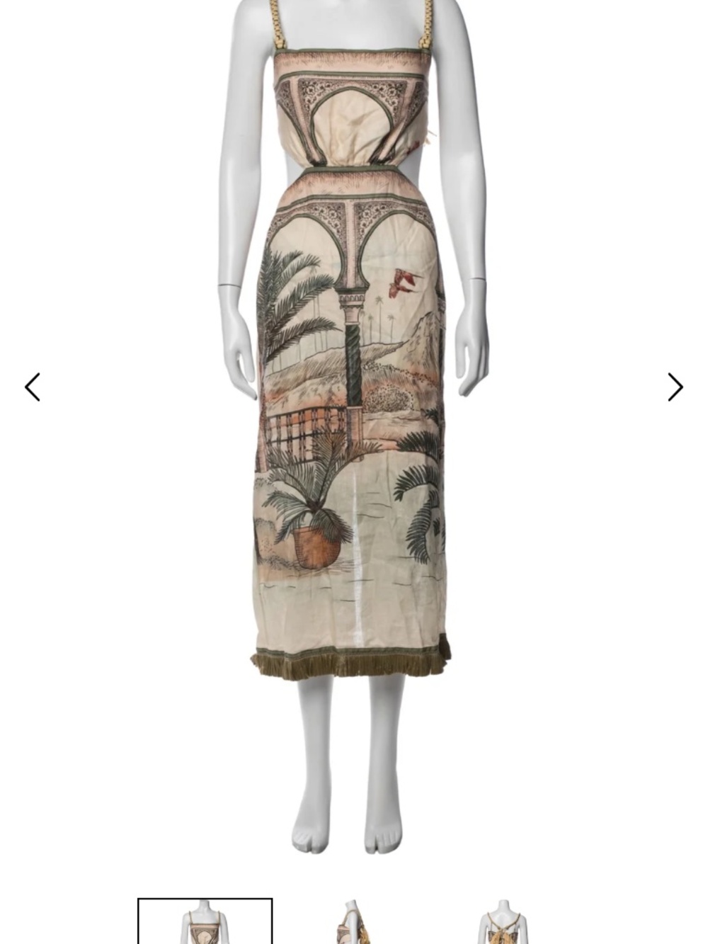 Johanna Ortiz Cartagening Linen Midi Dress Scenic Print Size 6 NWT Resort - Picture 3 of 10